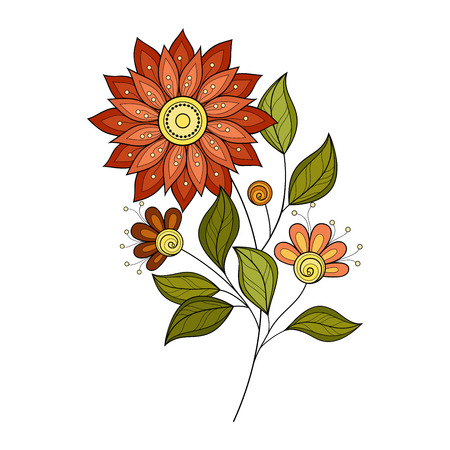 dessin florale Vecteur Belle couleur Contour Fleur, Floral Design Element Illustration